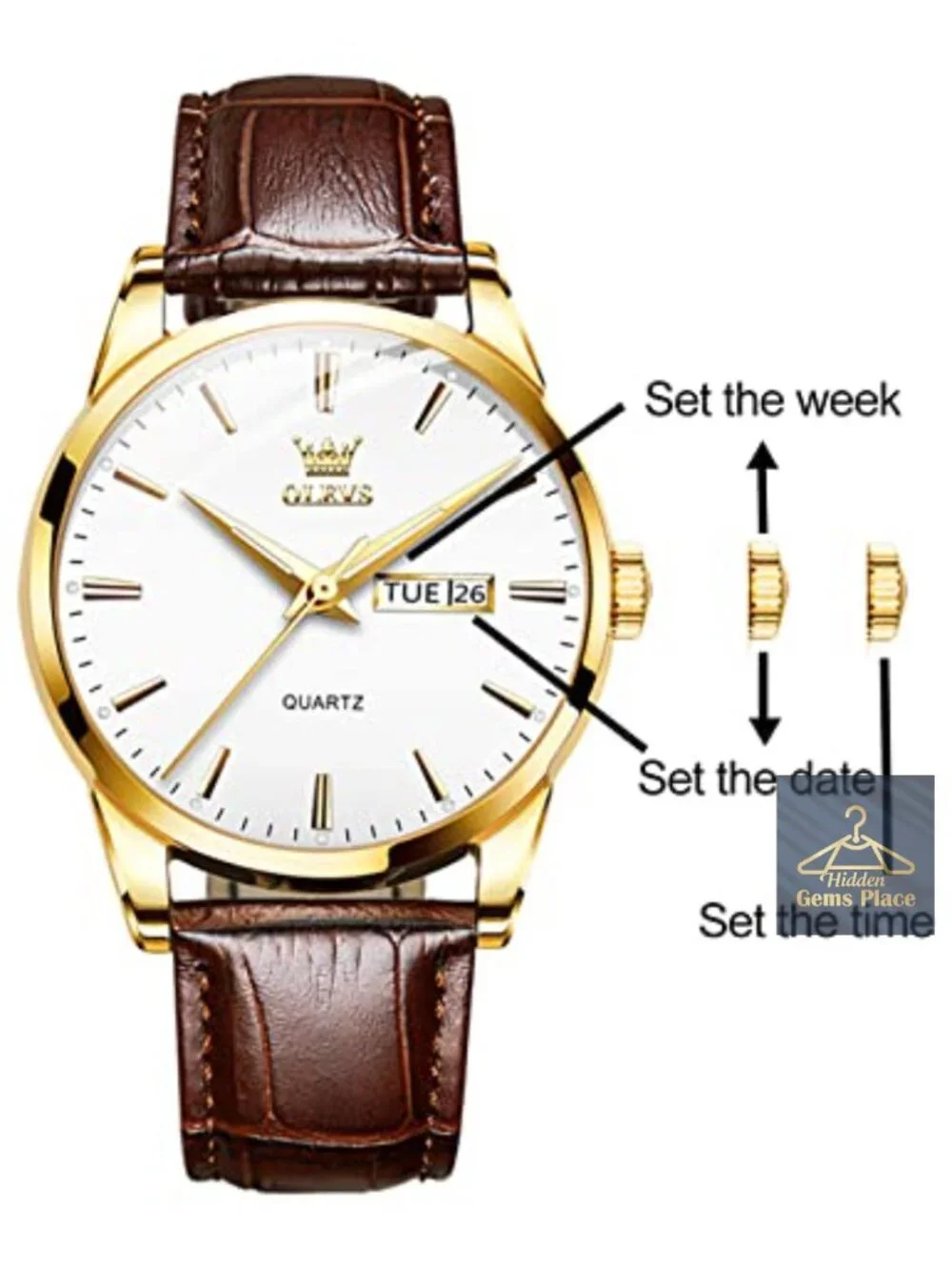 Men's Casual Quartz Watch Leather Strap Water Resistant Easy to Read